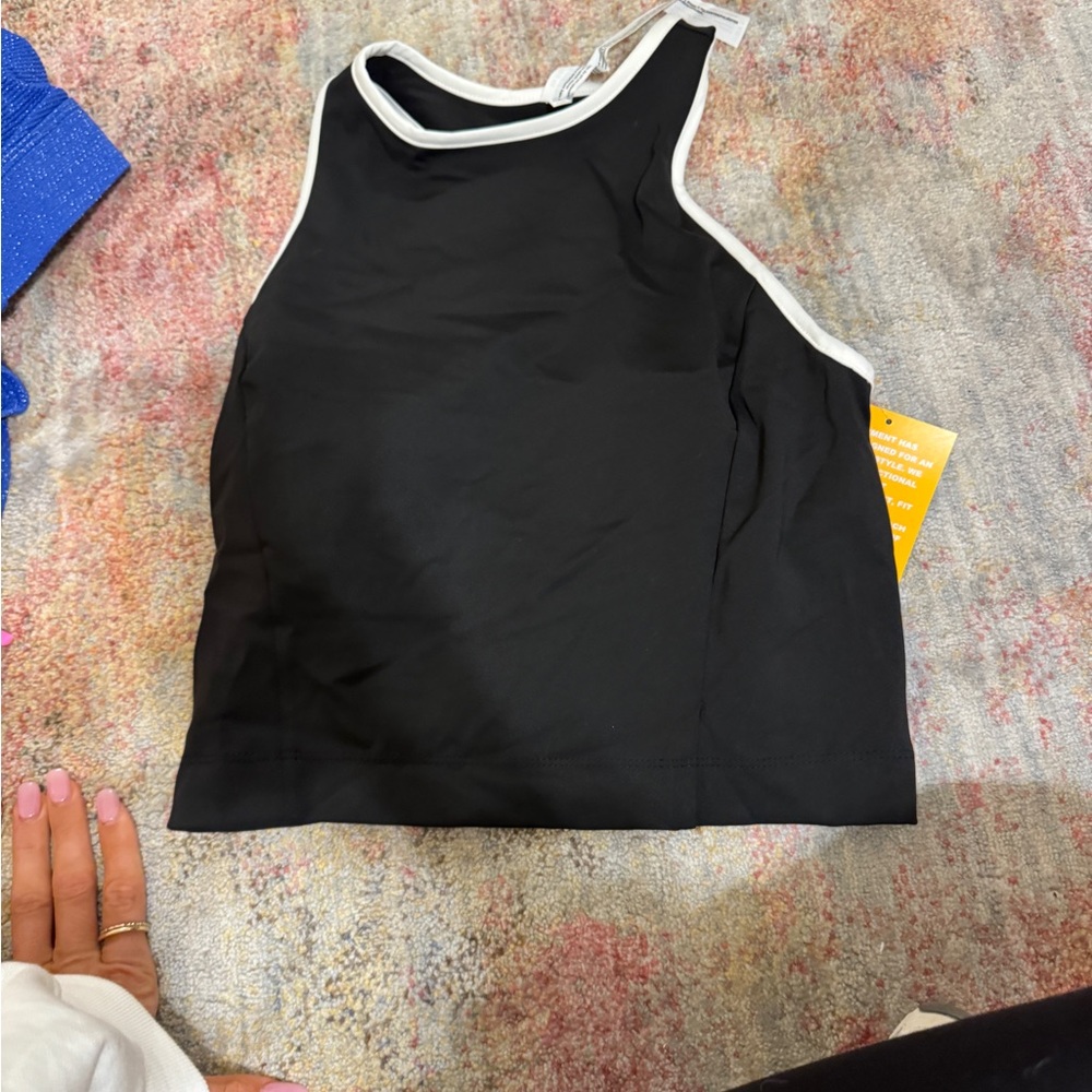 Avia Black Sports Bra with White Accents